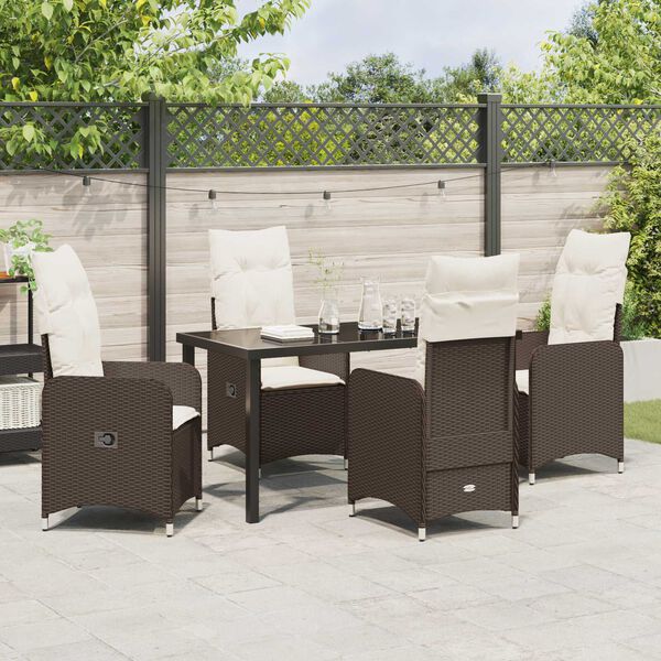 vidaXL Ensemble de salle à manger pour jardin 5 pcs Marron Poly rotin