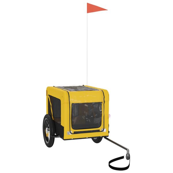 vidaXL Remorque de v&eacute;lo pour animaux de compagnie jaune et noir