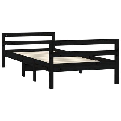 vidaXL Cadre de lit sans matelas noir 90x190 cm bois de pin massif