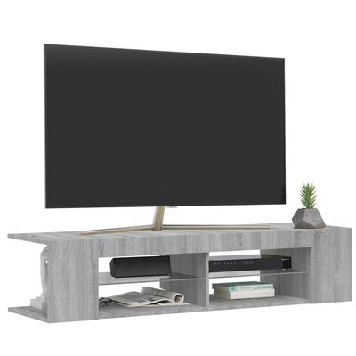 vidaXL Meuble TV avec lumières LED sonoma gris 135x39x30 cm