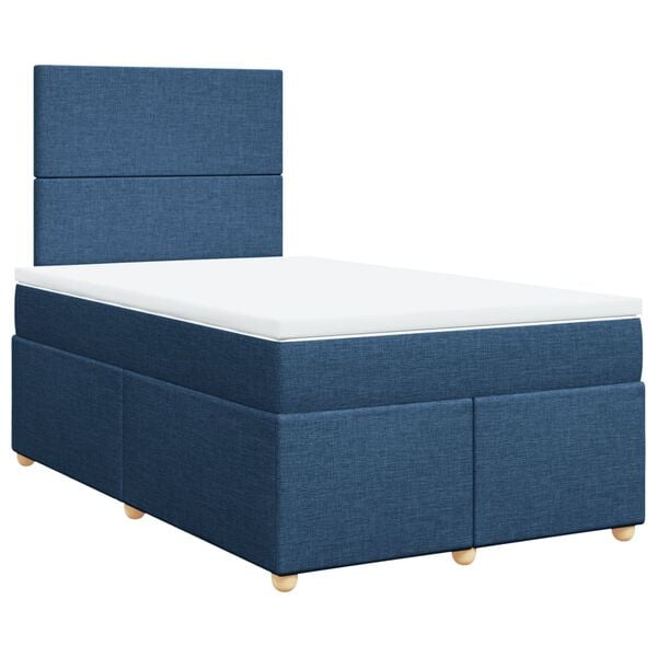 vidaXL Sommier &agrave; lattes de lit avec matelas Bleu 120x200 cm Tissu
