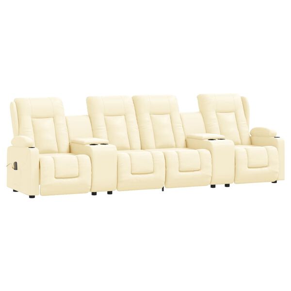 vidaXL Fauteuil inclinable et porte-gobelets 4 places crème similicuir