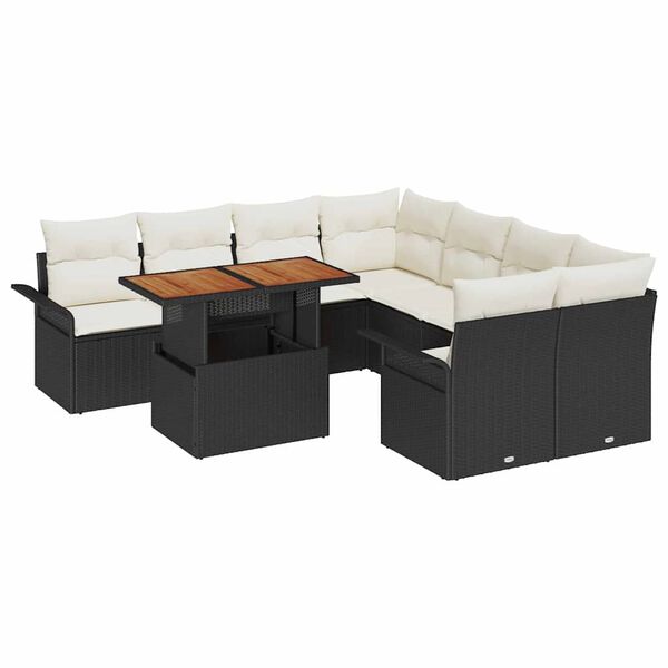 vidaXL Ensemble de canap&eacute; de jardin avec coussin Noir et cr&egrave;me