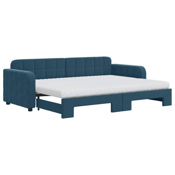 vidaXL Lit de jour avec lit gigogne et matelas bleu 80x200 cm velours