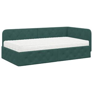 vidaXL Cadre de lit d'angle Vert fonc&eacute; 100 x 200 cm Velours