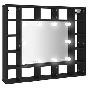 vidaXL Armoire &agrave; miroir &agrave; LED noir 91x15x76,5 cm