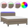 vidaXL Sommier &agrave; lattes de lit avec matelas LED Taupe 140x190 cm Tissu