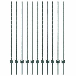 vidaXL Poteau de cl&ocirc;ture. 11 pcs Vert 140 cm Acier