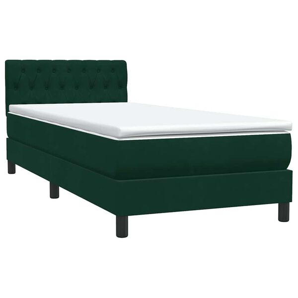 vidaXL Sommier &agrave; lattes de lit et matelas vert fonc&eacute; 100x220cm velours