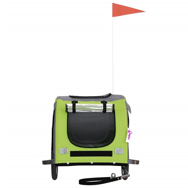vidaXL Remorque de vélo pour animaux de compagnie vert et gris