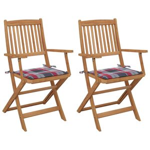 vidaXL Chaises pliables de jardin lot de 2 avec coussins Bois d'acacia