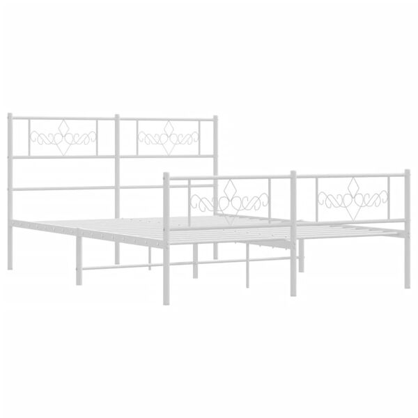 vidaXL Cadre de lit m&eacute;tal sans matelas et pied de lit blanc 140x190 cm