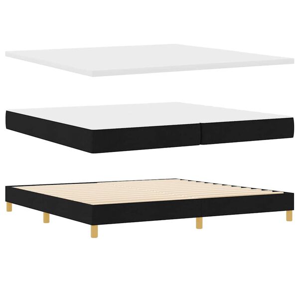 vidaXL Lit &agrave; ressorts avec matelas Noir 200 x 200 cm tissu