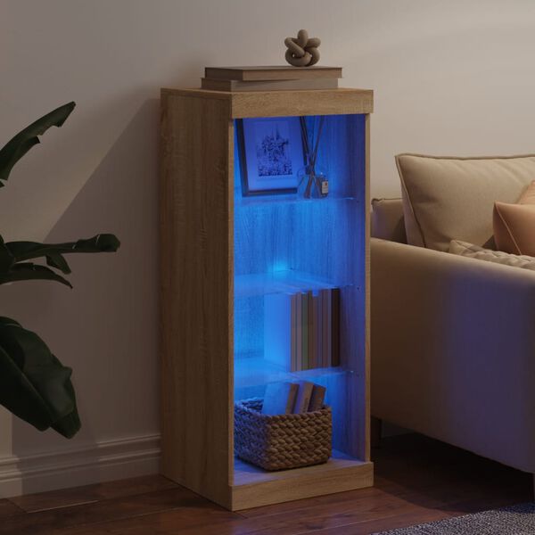 vidaXL Buffet avec lumi&egrave;res LED ch&ecirc;ne sonoma 41x37x100 cm