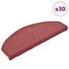 vidaXL Tapis d'escalier 30 pi&egrave;ces 65 x 24 x 4 cm Bordeaux Demi-rond Grand