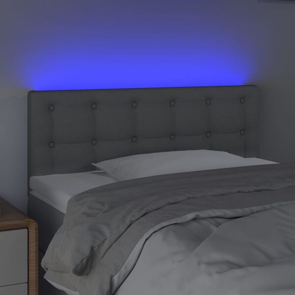 vidaXL T&ecirc;te de lit &agrave; LED Gris clair 80x5x78/88 cm Tissu