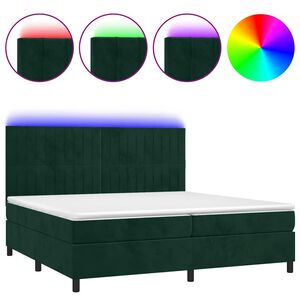vidaXL Sommier &agrave; lattes de lit matelas et LED Vert fonc&eacute; 200x200 cm