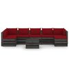 vidaXL Salon de jardin 8 pcs avec coussins Bois impr&eacute;gn&eacute; de gris