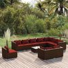 vidaXL Salon de jardin 11 pcs avec coussins R&eacute;sine tress&eacute;e Marron