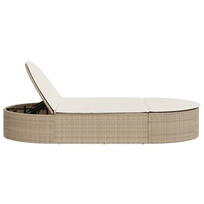 vidaXL Chaise longue double avec coussins beige résine tressée