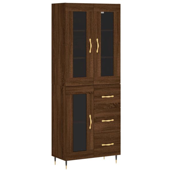 vidaXL Buffet haut Ch&ecirc;ne marron 69,5x34x180 cm Bois d'ing&eacute;nierie