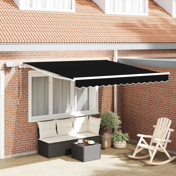 vidaXL Auvent R&eacute;tractable Noir 300 x 250 cm Tissu et acier