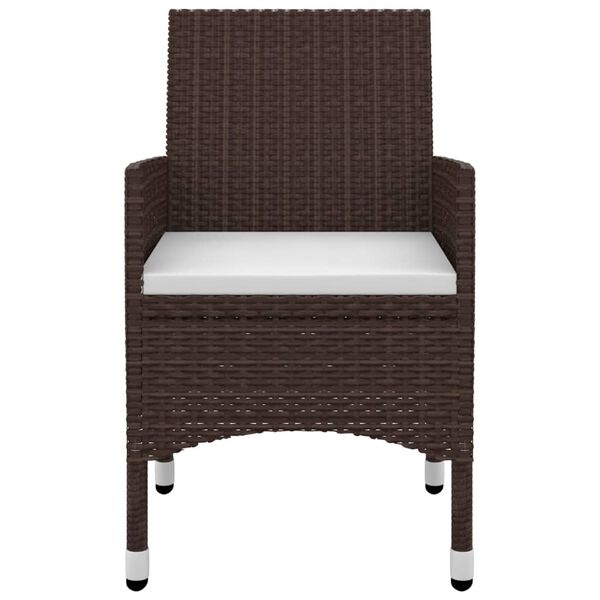 vidaXL Ensemble &agrave; manger de jardin coussins 3 pcs R&eacute;sine tress&eacute;e Verre