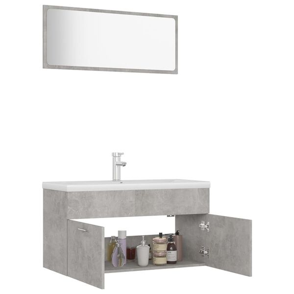 vidaXL Ensemble de meubles de salle de bain Gris b&eacute;ton Agglom&eacute;r&eacute;