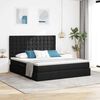 vidaXL Lit avec rangement et matelas Noir 160 x 200 cm Polyester