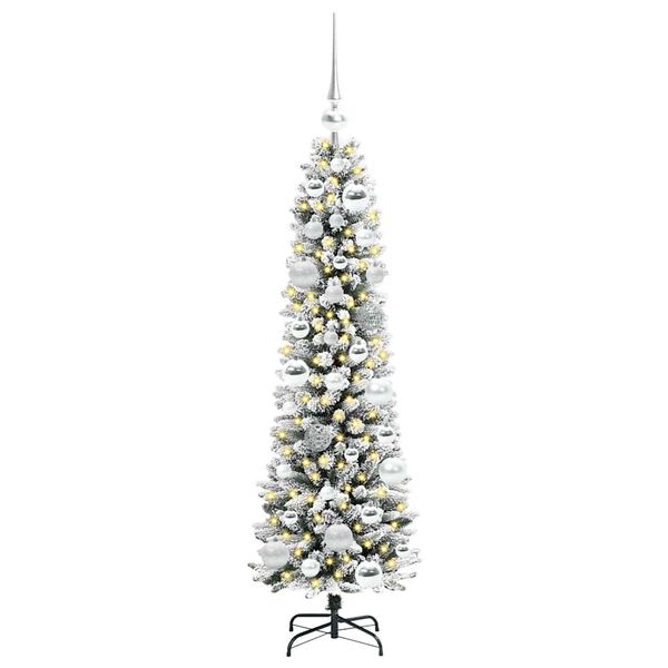 vidaXL Sapin de No&euml;l artificiel Blanc 120 cm PVC, m&eacute;tal et plastique