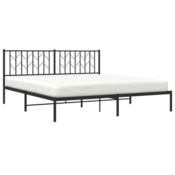 vidaXL Cadre de lit m&eacute;tal sans matelas avec t&ecirc;te de lit noir 183x213cm