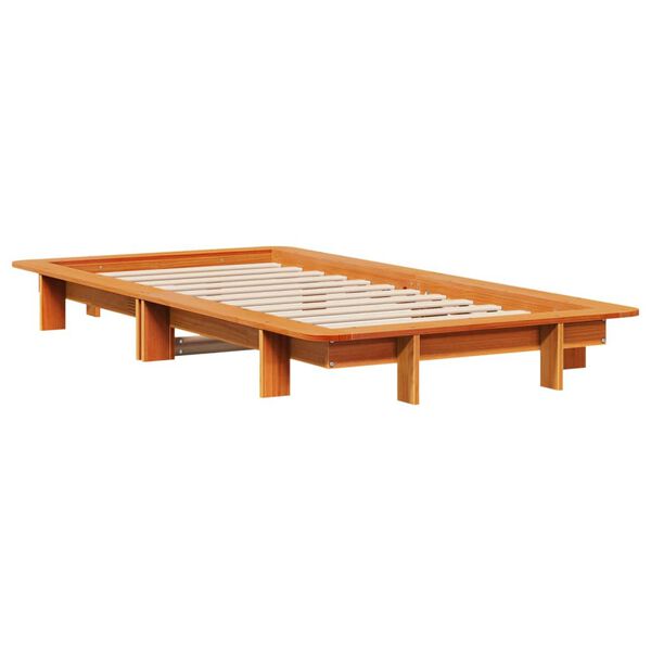 vidaXL Cadre de lit sans matelas cire marron 100x200cm bois pin massif