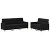 vidaXL Ensemble de canap&eacute;s 2 pcs avec coussins Noir Tissu