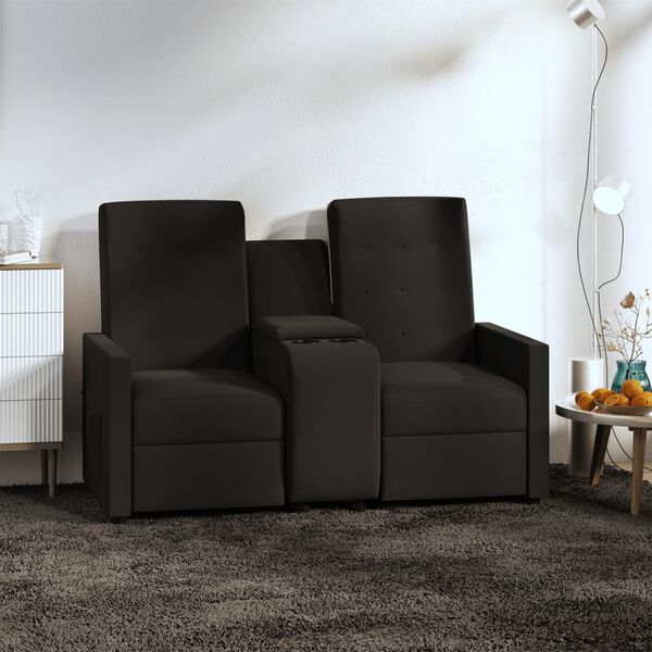 vidaXL Fauteuil inclinable avec porte-gobelet 2 places Noir Tissu