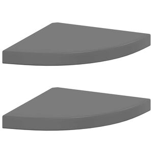 vidaXL &Eacute;tag&egrave;res d'angle flottantes 2pcs gris brillant 35x35x3,8 cm MDF