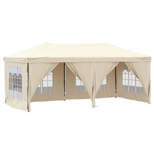 vidaXL Tente de r&eacute;ception pliable avec parois Cr&egrave;me 3x6 m