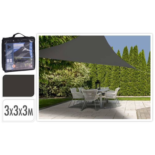 ProGarden Toile d'ombrage 3x3x3 m Gris fonc&eacute; Triangle
