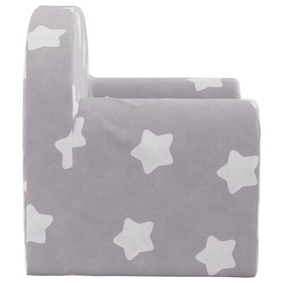vidaXL Canapé pour enfants gris clair avec étoiles peluche douce