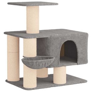 vidaXL Arbre &agrave; chat avec poteaux &agrave; griffer en sisal Gris clair 96 cm