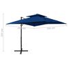 vidaXL Parasol de jardin en porte-à-faux à double toit bleu azuré