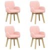 vidaXL Chaises de salle &agrave; manger pivotantes 4 pc Boucl&eacute; Rose