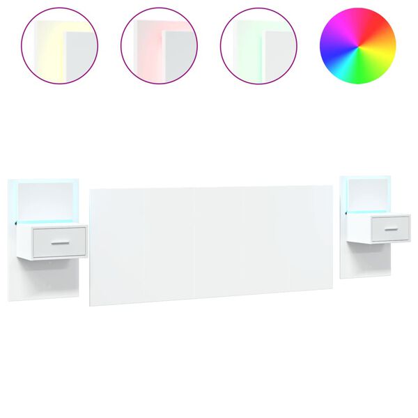 vidaXL Tête de lit avec armoires blanc 200 cm bois d'ingénierie