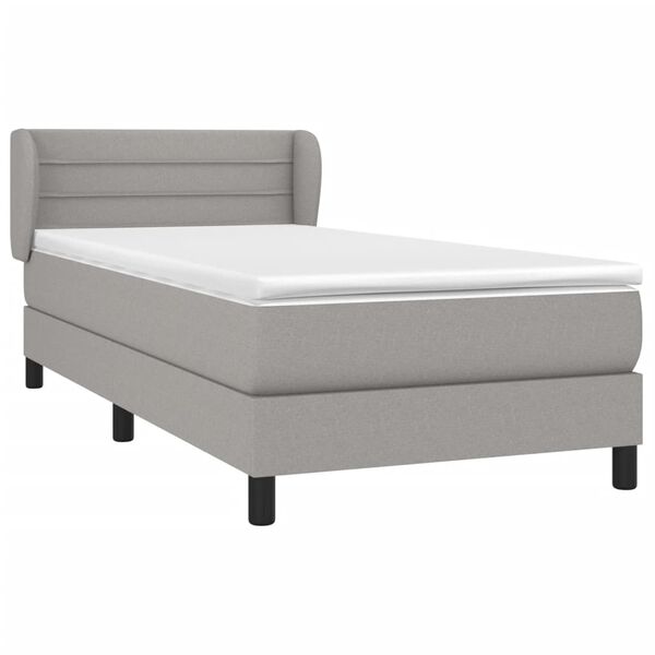 vidaXL Sommier &agrave; lattes de lit avec matelas Gris clair 100x200cm Tissu
