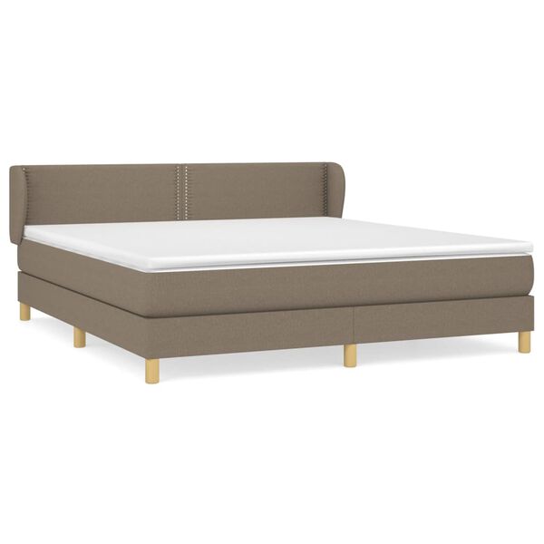 vidaXL Sommier &agrave; lattes de lit avec matelas Taupe 160x200 cm Tissu