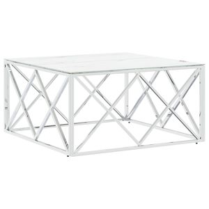 vidaXL Table basse argenté 80x80x40 cm acier inoxydable et verre