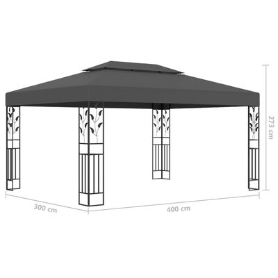 vidaXL Tonnelle avec double toit et lumières LED 3x4 m Anthracite