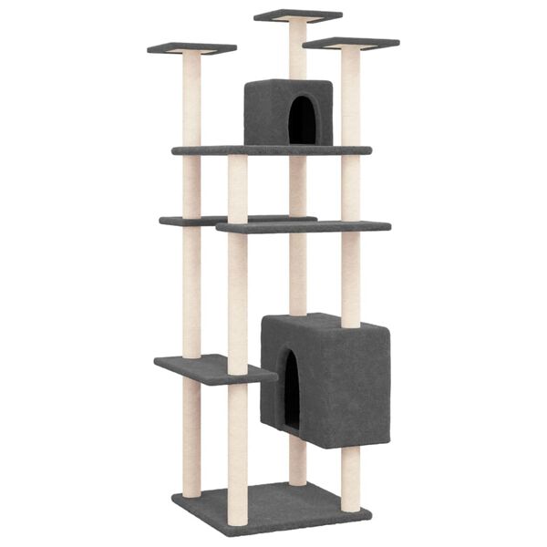 vidaXL Arbre &agrave; chat avec griffoirs en sisal Gris fonc&eacute; 162 cm