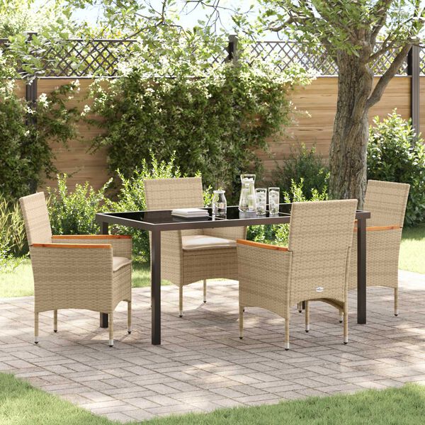 vidaXL Ensemble de salle &agrave; manger pour jardin 5 pcs Beige polyrotin