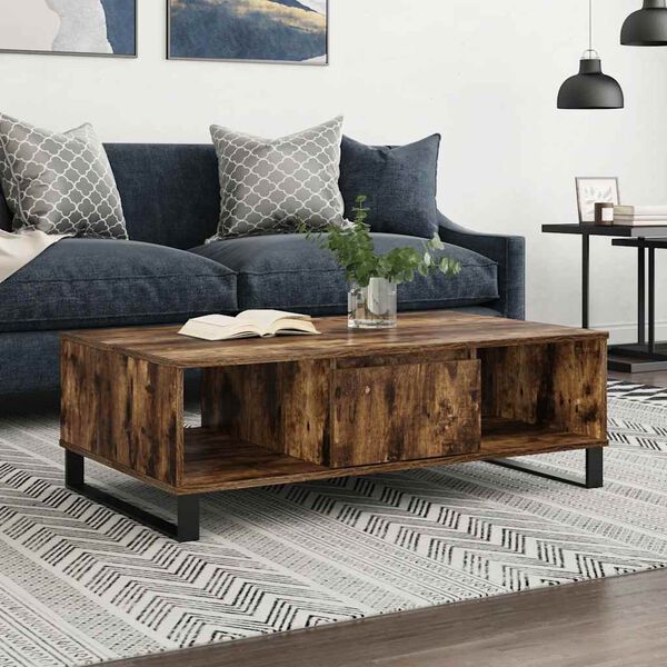 vidaXL Table basse ch&ecirc;ne fum&eacute; 104x60x35 cm bois d'ing&eacute;nierie