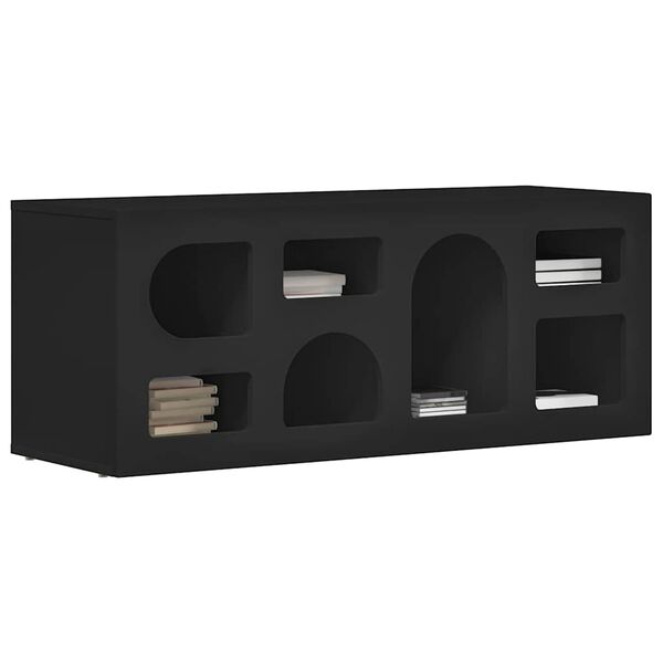 vidaXL Meuble TV Noir 100 x 35 x 40 cm Bois d'ing&eacute;nierie